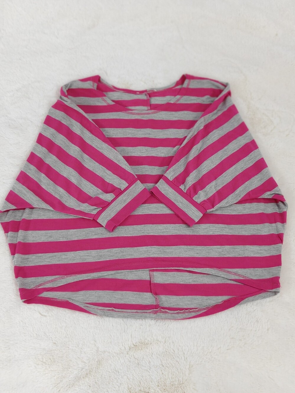 Girls' Hot Pink & Light Striped Top XS/S Gray